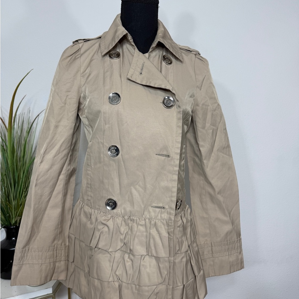 Express Beige Double-Breasted Trench Coat